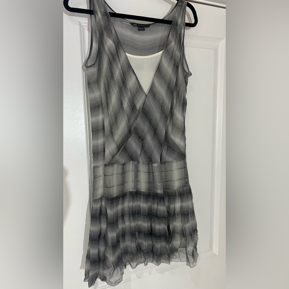 Armani Exchange Black and Gray Mini Dress